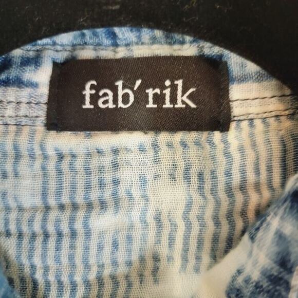 Fab'rik Top Pearl Snap Women's Long Sleeves Sz Medium Tie Dye Blue White - Picture 5 of 11